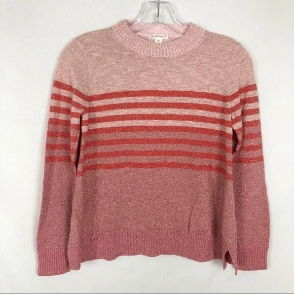 Crewcuts GIRLS pink striped metallic thread sweater - Picture 1 of 4